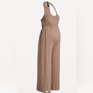 NWT Maternity Waist-Defined Halter Jumpsuit with wide leg, Sz: XXL